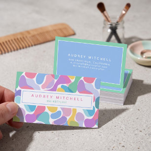 Playful Pastel Abstract Design Modern Geometry Business Card