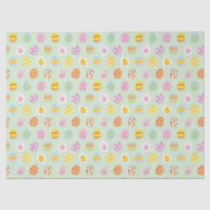 Playful Pastel Easter Eggs & Bunnies Spring Green  Tissue Paper