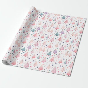 "Playful Pastel Trees Pattern" Wrapping Paper