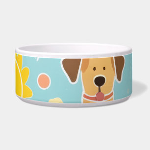 Playful Paw Print Ceramic Dog Bowl Colourful