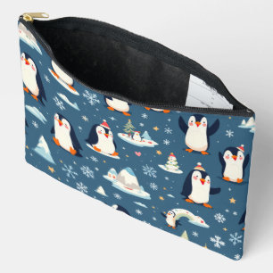 Playful Penguin Pattern Accessory Pouch