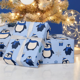 Playful Penguin Winter Wrapping Paper