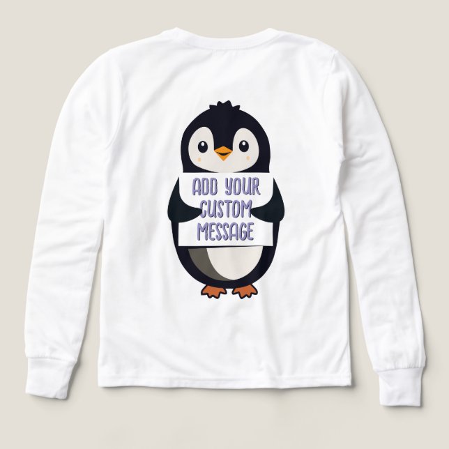 Playful penguin with a sign for your message (Design Back)