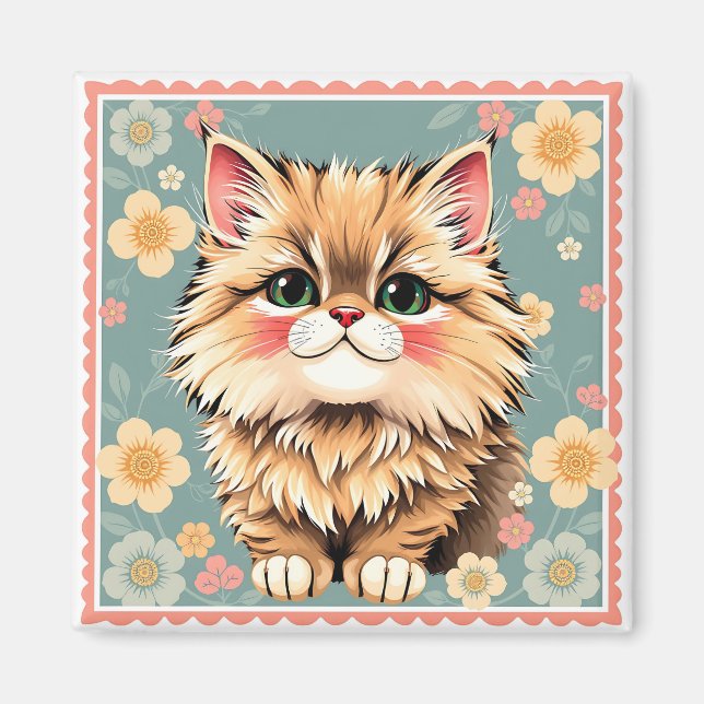 Playful Persian Cat  Magnet (Front)