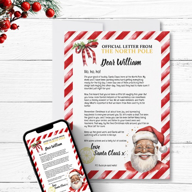 Playful Personalised Naughty Letter From Santa Fun Invitation (Positive Personalized Naughty Letter To Santa  magic north pole  workshop for kids children red fun)