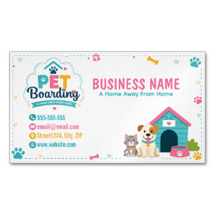 Playful Pet Boarding with QR Code Magnetic Business Card