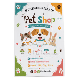 Playful Pet Shop Custom Logo Paper Shopping Bag
