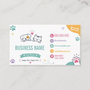 Playful Pet Store Custom Business Card 