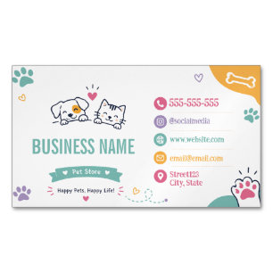 Playful Pet Store Custom   Magnetic Business Card