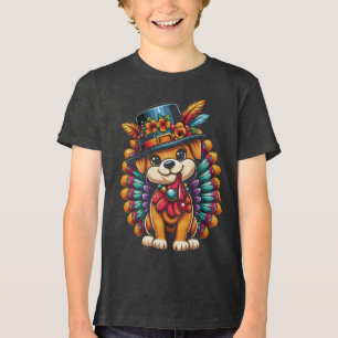 Playful Pet Turkey Costume T-Shirt Design Tri-Blend Shirt