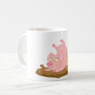 Playful Pig in Mud Funny Farm Animal Coffee Mug