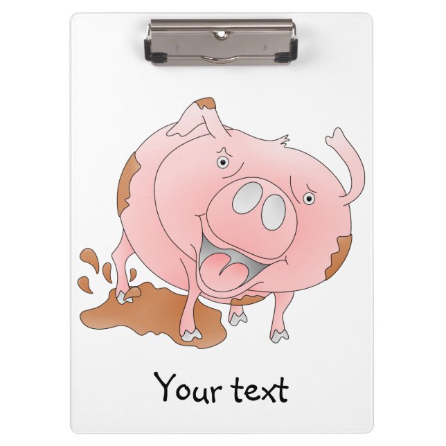 Playful pig in muddy puddle clipboard (Front)