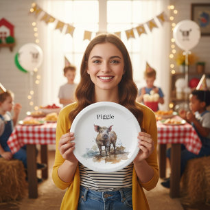 Playful Piglet, custom Paper Plate