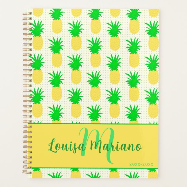 Playful Pineapple Illustration with Polka Dots Planner (Front)