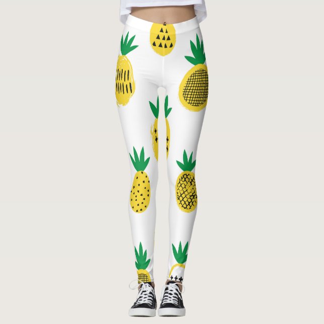 Playful Pineapples: Kid-Friendly Vintage Leggings (Front)