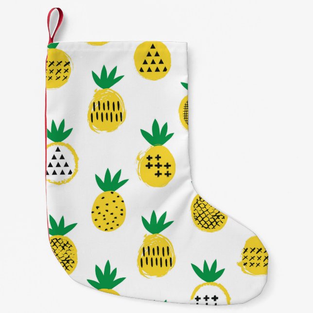 Playful Pineapples: Kid-Friendly Vintage Small Christmas Stocking (Front)