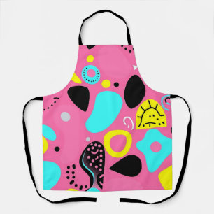 Playful Pink Abstract Shapes Pattern Apron