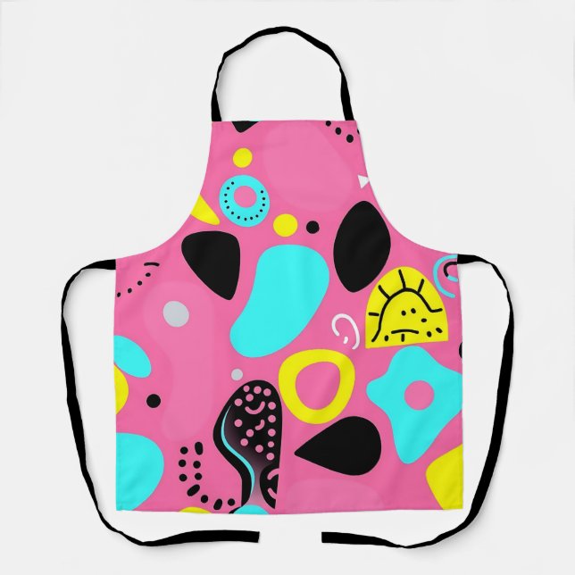 Playful Pink Abstract Shapes Pattern Apron (Front)