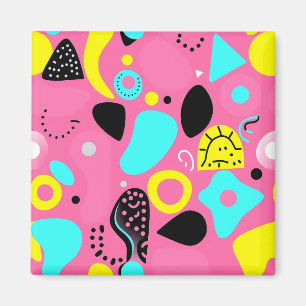 Playful Pink Abstract Shapes Pattern Magnet