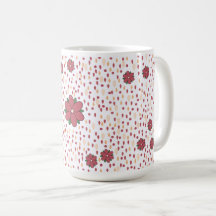 Playful Pink an Red Folk Art Floral Mug
