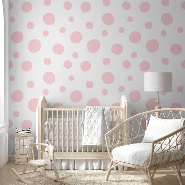 Playful Pink and White Dots Pattern Wallpaper (Kids)