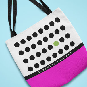 Playful Pink Black Polka Dots Personalised Tote Bag