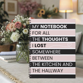 Playful Pink & Black Stripes Notebook
