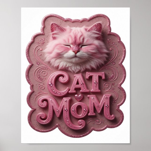 Playful Pink CAT MOM Poster (Front)