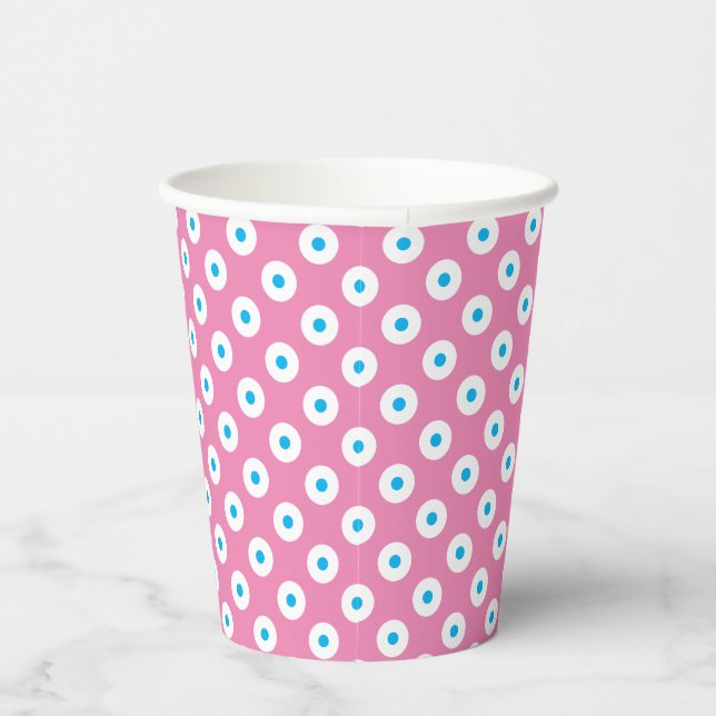 Playful Pink Cup with Blue and White Polka-Dots (Right)