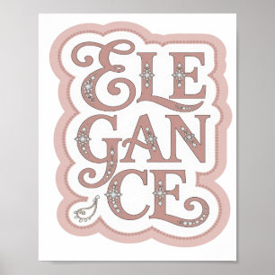 Playful Pink ELEGANCE 3D Text Art Poster