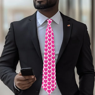 Playful Pink Fuchsia Hearts Valentine Pattern Tie
