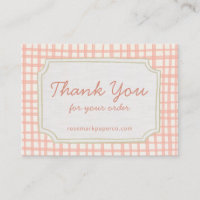 Playful Pink Peach Plaid Small Business Thank You