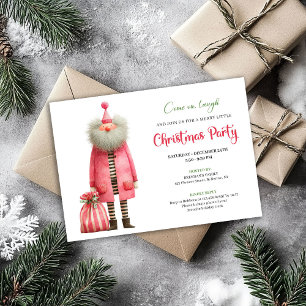 Playful pink santa Christmas party invitation