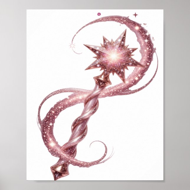 Playful Pink STAR WAND Text Design Poster (Front)