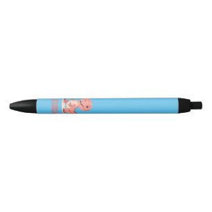 Playful Pink T-Rex Dino With Kids Name Black Ink Pen