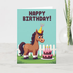 Playful Pixel Pony Birthday Card
