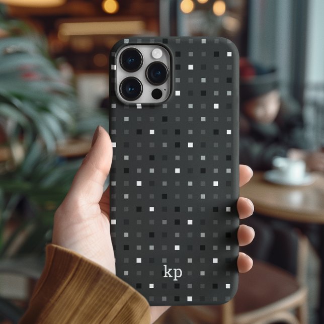  Playful Pixels Check Grey Black Pattern Case-Mate iPhone Case (Creator Uploaded)