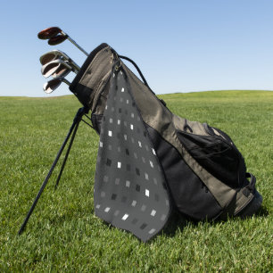 Playful Pixels Check Grey Black Pattern Golf Towel
