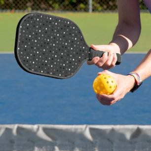  Playful Pixels Check Grey Black Pattern Pickleball Paddle