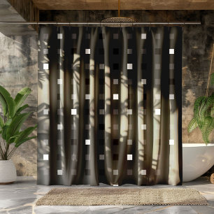 Playful Pixels Check Grey Black Pattern Shower Curtain