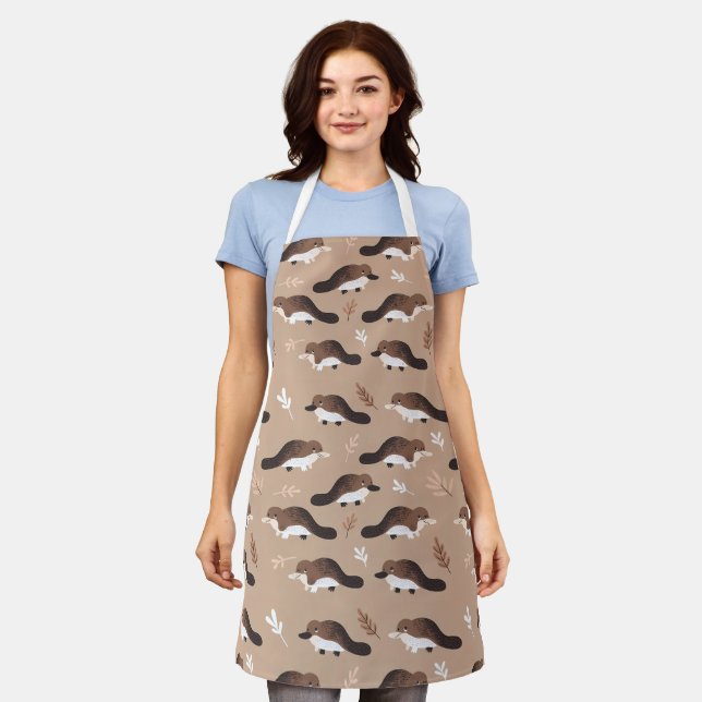 Playful Platypus Pattern Apron (Worn)