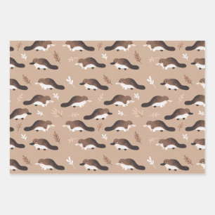 Playful Platypus Pattern Wrapping Paper Sheet