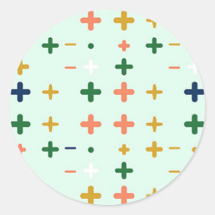 Playful Plus Signs Geometric Retro Pattern Classic Round Sticker