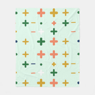 Playful Plus Signs Geometric Retro Pattern Fleece Blanket
