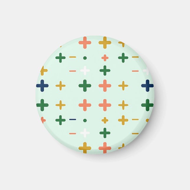 Playful Plus Signs Geometric Retro Pattern Magnet (Front)