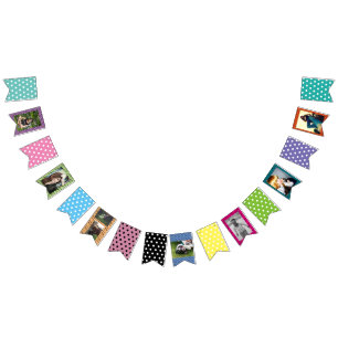 Playful Polka Dot Custom Photo Collage Dorm Room Bunting