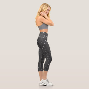 Playful Polka Dot Leggings: White on Blue  Capri L Leggings
