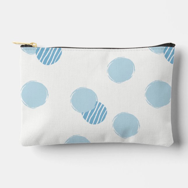 Playful Polka Dots Soft Blue Accessory Pouch (Front)