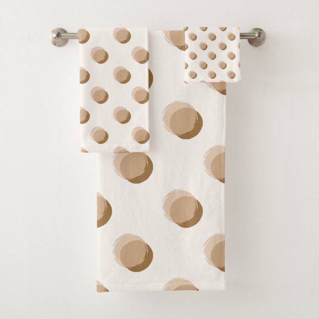 Playful Polka Dots Warm Neutral Bath Towel Set (Insitu)