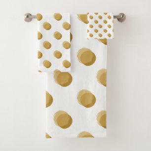 Playful Polka Dots Yellow Mustard Bath Towel Set